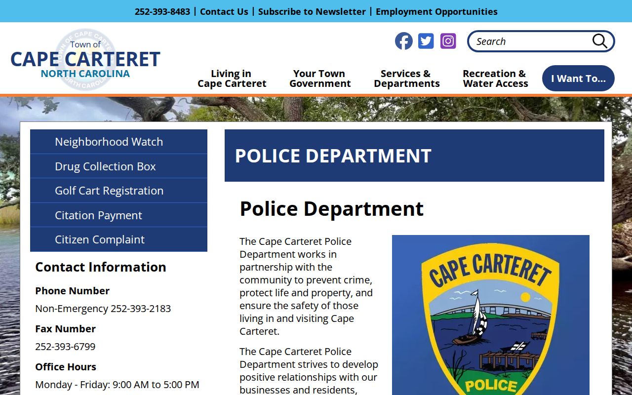 Cape Carteret court records context at the Cape Carteret Police Department
