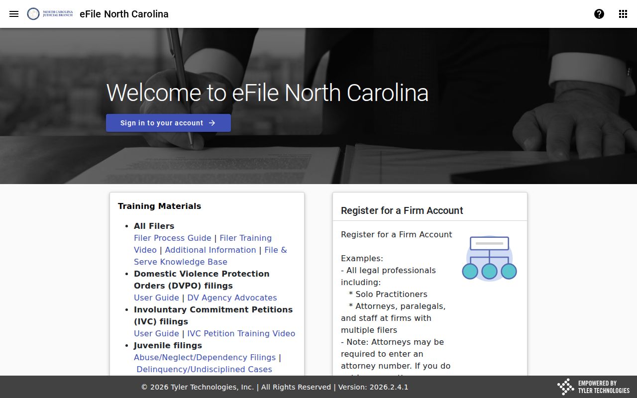 Carteret County docket search File and Serve eFiling resource