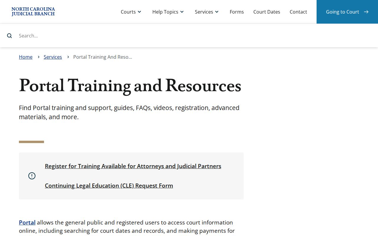 Carteret County docket search Portal training resource