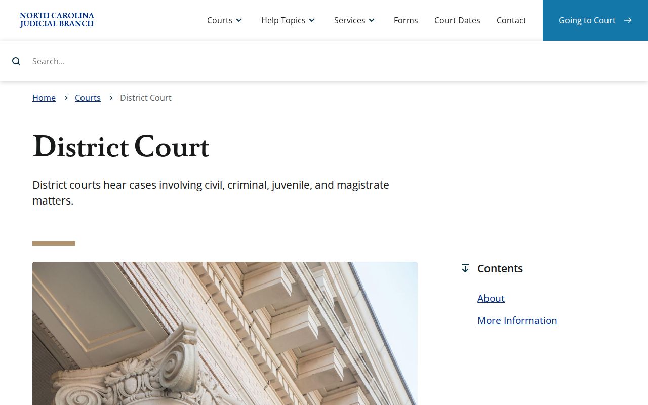 Carteret County criminal court docket District Court jurisdiction resource