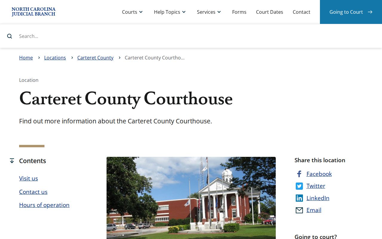 Carteret County court docket courthouse and Clerk of Superior Court access