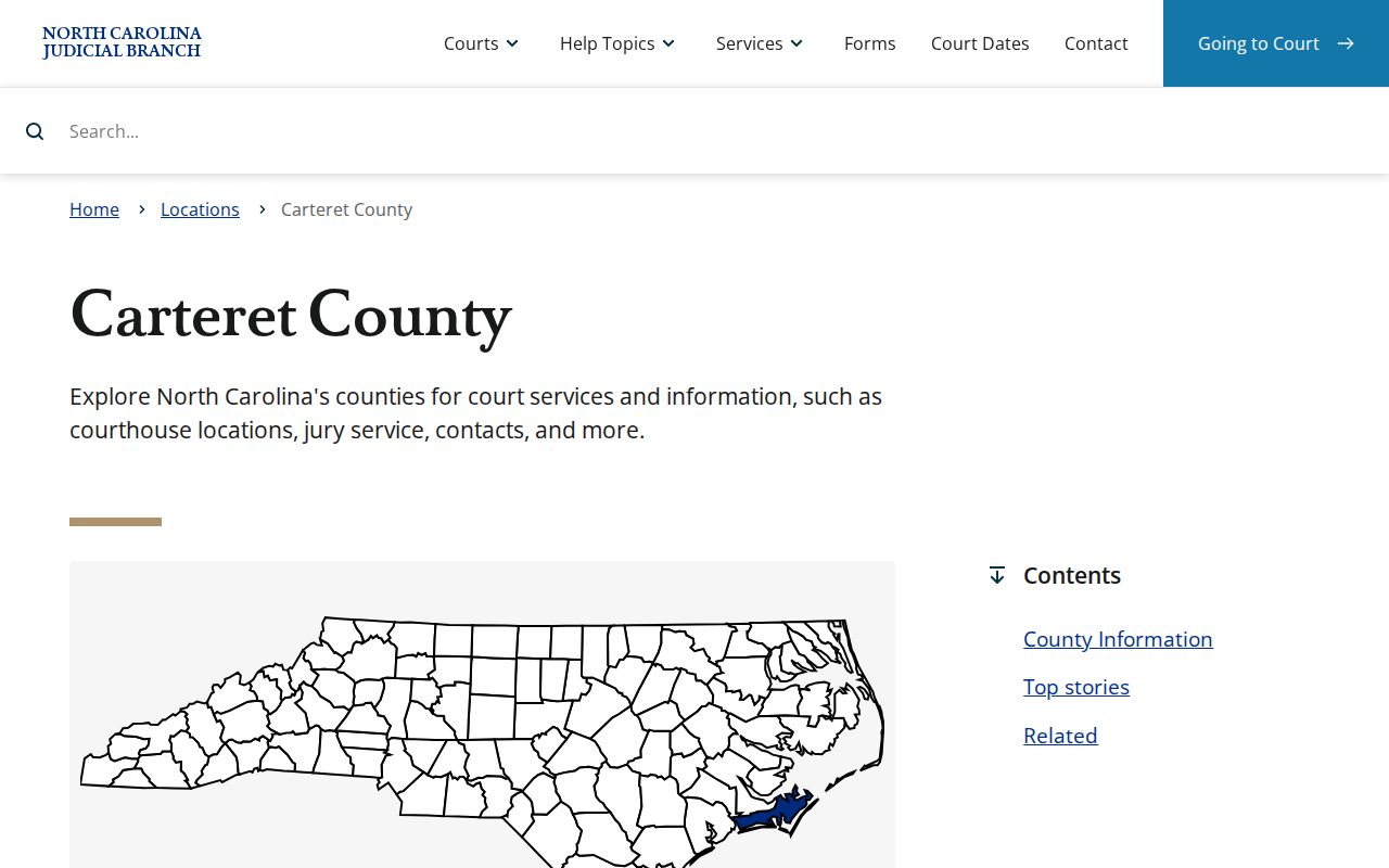 Carteret County court docket official court services page