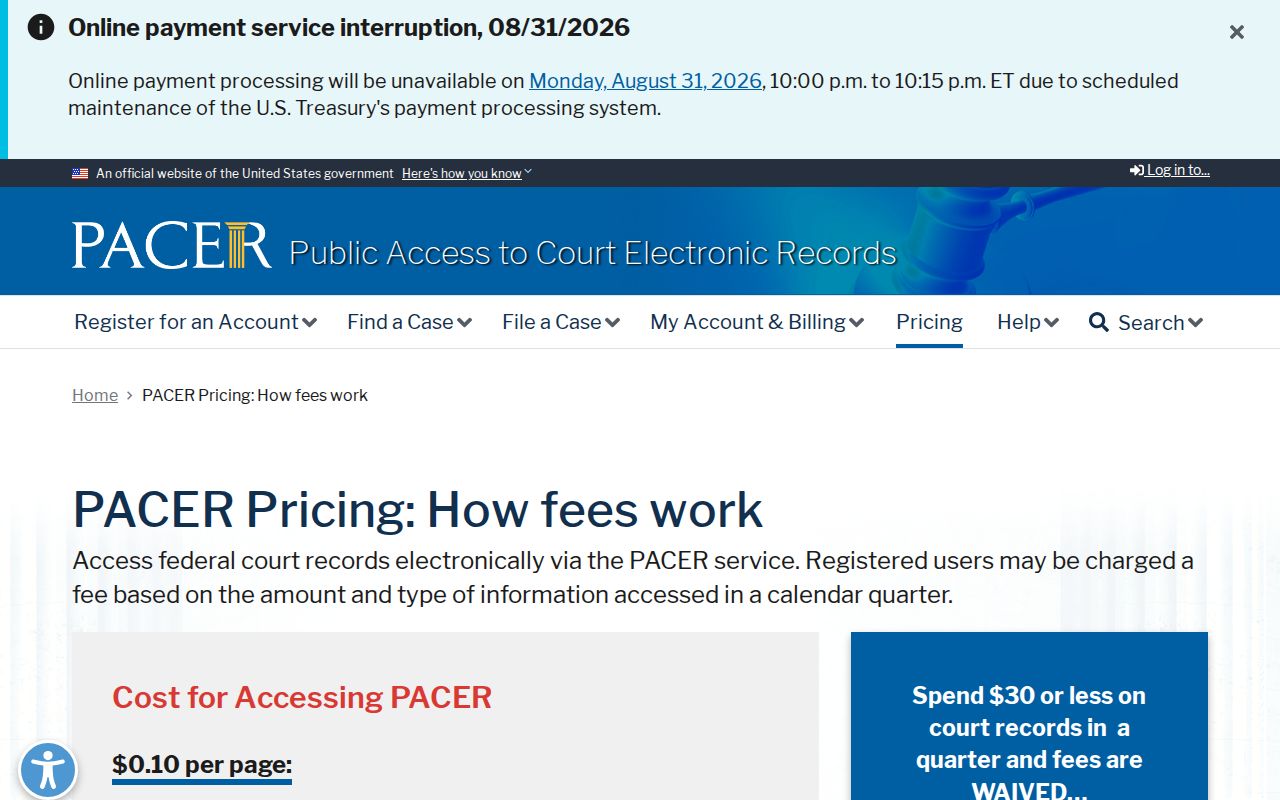 Carteret County court docket PACER federal record access