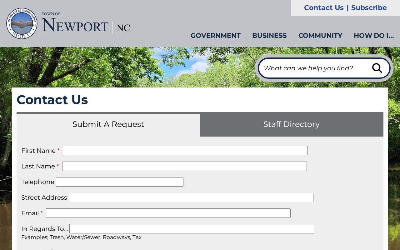 Newport court records context from the Newport Town Hall contact page